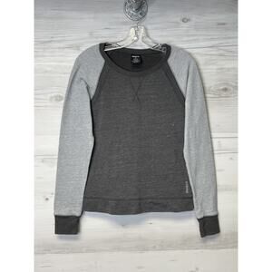 Reebok Sweater Womens Small Gray Black Long Sleeve Pullover Lightweight Athletic